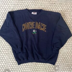 VTG Norte Dame Pullover Sweatshirt XL Embroidered Leprechaun College NCAA Team